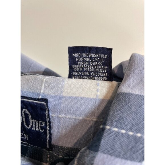 Company One Women Blue/Lavender Plaid Button Up Short Sleeve Womens SIze 2X - Picture 8 of 8